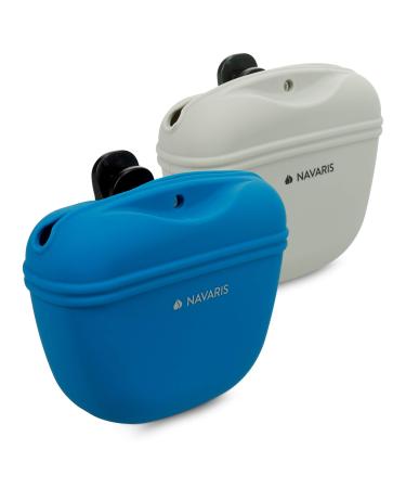 Navari's dog lining bags made of silicone 2 -Set - 2x snack bag with clip and magnet - lining bag treats dry lining wet food gray & dark blue - Buy Online on GoSupps.com