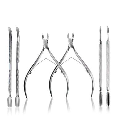 6 Pieces Cuticle Trimmer Set with Cuticle Pusher Cuticle Nipper and Pusher Set Stainless Steel Cuticle Trimmer Cutter Dead Skin Remover for Toenails and Fingernails Care