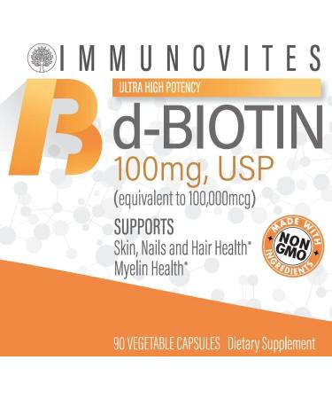 High Dose Biotin 100mg (100,000mcg) 90 Capsules | High Potency d-Biotin USP Supplement - Buy Online on GoSupps.com