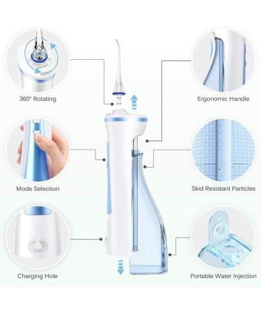KouRy Portable Water Flosser - Multifunctional USB Charging Dental Oral Irrigator 240ml IPX7 Waterproof 3 Cleaning Modes for Home & Travel - White - Buy Online on GoSupps.com