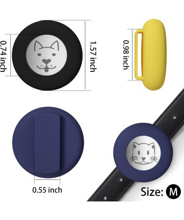 PAKESI Airtag Dog Collar Holder Tracking Dog Cat Pet Loop 3 Pack Silicone Pet Collar Anti-Lost Air Tag Holder for Apple Airtags Anti-Lost Air Tag Holder-M size Dark Blue + Black + Yellow M - Buy Online on GoSupps.com