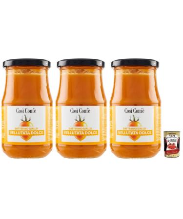 Italian Gourmet E.R. Cos Com' Vellutata Dolce di Datterino Giallo Set of 3 sweet creams made from yellow Datterini tomatoes Italian tomatoes 350 g jar + Italian box Gourmet Polpa di Pomodoro 400 g