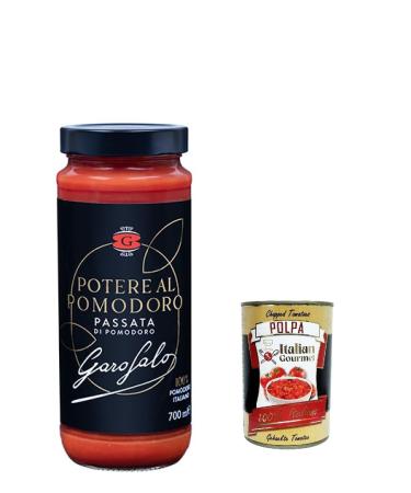 Italian Gourmet E.R. Garofalo Passata di Pomodoro Pack of 6 Tomato Pastes 100% Italian Tomato Sauce 700g + Italian Gourmet Polpa 400g
