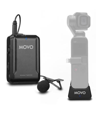 Movo Edge-OP Wireless Lavalier Microphone for Osmo Pocket 1 and 2 - Wireless Clip-on Lapel Mic, Transmitter, and Receiver Set for Video, Vlogging, Filming