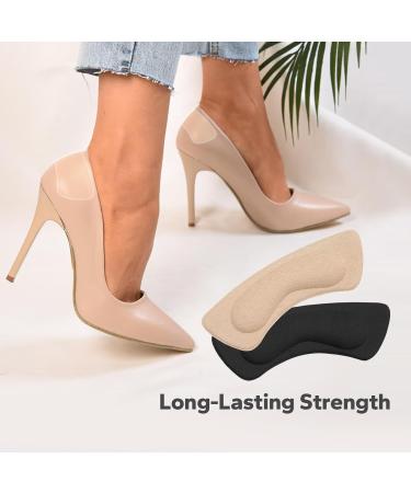 Silicone Heel Grips (5 Pairs) - Self-Adhesive Shoe Pads for Comfort & Fit | Stop Heel Slip & Blisters - Black & Pale Apricot - Buy Online on GoSupps.com