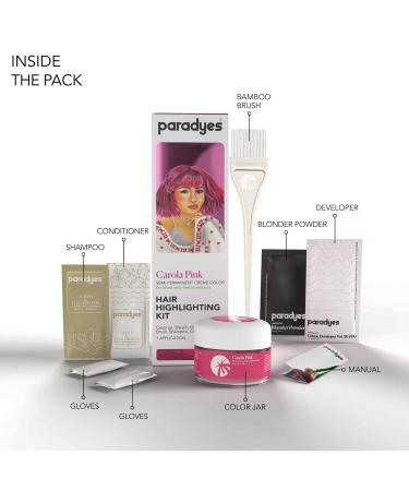 Paradyes Ammonia Free Carola Pink Semi-Permanent Hair Color Kit | Herbal Highlights for All Hair Types | International Shipping - Buy Online on GoSupps.com