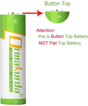 16650 Rechargeable Battery - 1800mAh 3.7V Li-ion Batteries for Flashlights (2 Pack) - International Shipping Available - Buy Online on GoSupps.com