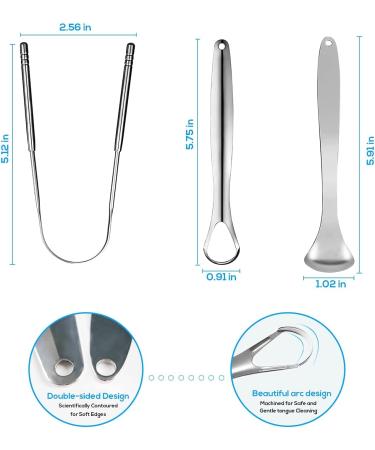 Professional Tongue Scraper for Bad Breath | Portable Tongue Cleaner with Case | Dental Care Tool for Adults & Children | 3-Piece Set - Buy Online on GoSupps.com