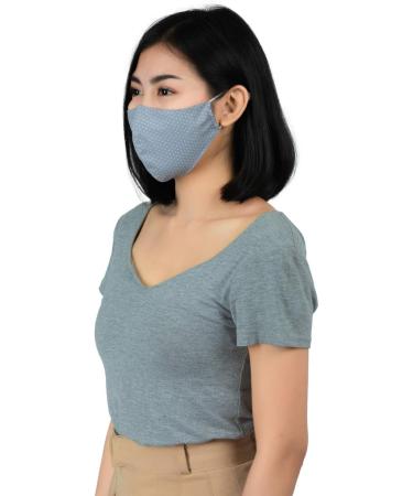 LOFBAZ Adjustable Washable Cloth Face Coverings with Nose Wire & Filter Pocket - Polka Dots Grey for Adults & Kids - Buy Online on GoSupps.com