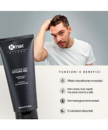 Kmax International SRL Kmax Hair Gel with Keratin Fibers Volume Effect 200 ml Color Gel for Thinning Hair Hair Gel for Women and Men Black - Buy Online on GoSupps.com