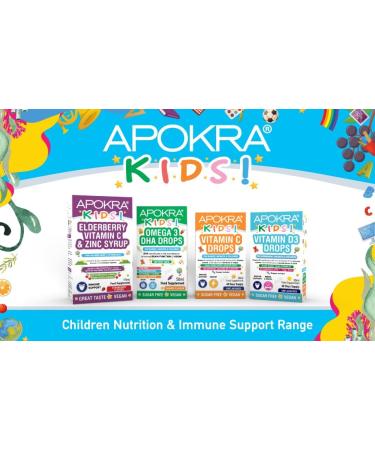 Vitamin D Drops for Kids - 60 Days Supply - 400IU in MCT Oil - Vegan & Sugar-Free | APOKRA Kids - Buy Online on GoSupps.com