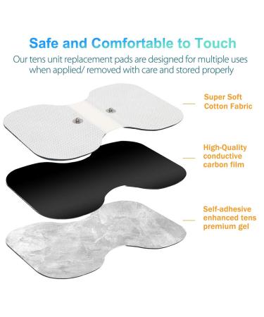 LotFancy TENS Unit Pads 4.3 x 6 - 4Pcs Large Butterfly Snap Electrode Pads - Buy Online on GoSupps.com