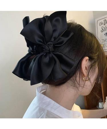 Wiwpar Large Chiffon Hair Bow Claw Clip - Black Ribbon Bow Barrette for Women & Girls - Buy Online on GoSupps.com