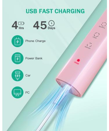 Initio Sonic Electric Toothbrush for Adults Duo - 5 Modes, Smart Timer, 10 Brush Heads, 2 Travel Cases - Rechargeable Whitening Toothbrush (Black+Pink) - Buy Online on GoSupps.com