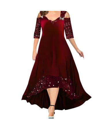 Body conkleid women V-neck vintage tunic dresses long sleeve mini dresses outfits sequin dresses for women red 3XL