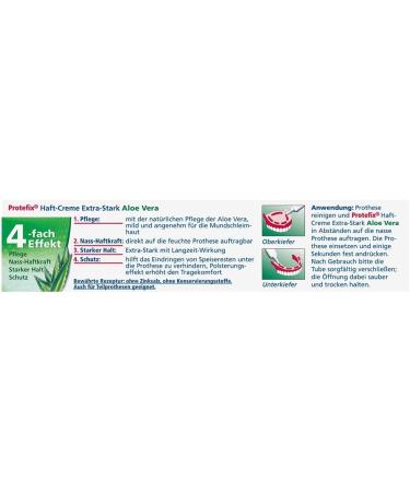 Protefix Adhesive Cream with Aloe Vera for Dentures - Extra Strong & Long-lasting | 47g - Ideal for Secure Fit - Buy Online on GoSupps.com