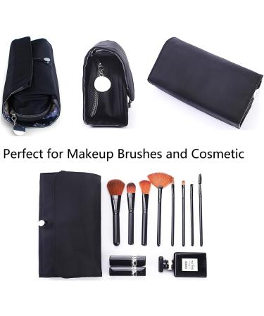 Portable Makeup Brush Storage Bag - 12-Bag Brush Roll-Up Pouch Organizer for Women | Perfect for Makeup Artists - Black - Buy Online on GoSupps.com