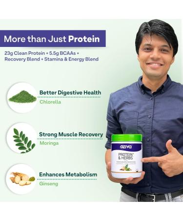 Oziva Protein & Herbs Men with Multivitamins Ashwagandha Brahmi Maca Musli - 2.2 lbs Chocolate | Boost Stamina, Lean Muscles & Recovery | Soy Free, Gluten Free, Non GMO - Buy Online on GoSupps.com