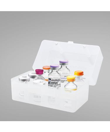 APDTEK Insulin Vial Storage Box Holder for Fridge 8 Slots Diabetic Insulin Vial Case Organizer Protector for Travel Fits 5ML-15ML Insulin Injection Vials (White)
