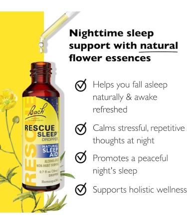 RESCUE Stress Relief & Sleep Support Bundle Non-Alcohol Formulas Bach Remedy Dropper 20mL 2-Pack Sleep Dropper 20mL Homeopathic Flower Essences - Buy Online on GoSupps.com