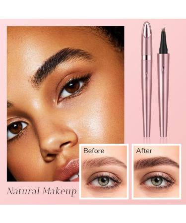 Magic Eyebrow Pencil 4-Tipped Precise Brow Pen 3D Waterproof Microblading Eyebrow Pencil Contouring Pen Waterproof Natural Fine Stroke Magic Eyebrow Pencil for Women and Gril (Black+Light Brown) - Buy Online on GoSupps.com