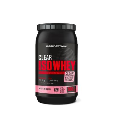 Body Attack Clear Iso Whey - Watermelon Flavour - 900g - Made in Germany - Refreshing clear whey protein isolate - 24 g protein and 11 400 mg EAAS* Pro ISO Whake sugar & fat -free - Buy Online on GoSupps.com