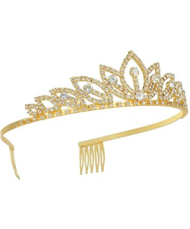 Shining Rhinestone Wedding Tiara with Comb - Bridal Crystal Headband for Prom & Pageants - Gold Princess Decoration - Perfect Gift for Valentine's Day - Buy Online on GoSupps.com