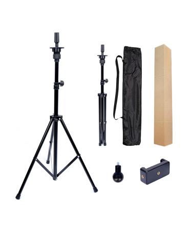 Wig Stand Tripod Wig Head Stand Adjustable Mannequin Head Stand for Canvas Block Head,Styling Wigs Hair Extensions,Wig Display,Cosmetology Hairdressing Training Tripod Stand with Cellphone Clamp Mount Tall-57 Inch