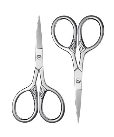 Professional Grooming Scissors Small Scissors for Hair Nose Eyebrow Trimming Facial Mustache Eyelashes. Precision Stainless Steel Scissors - Asontao (2Pcs Small scissors)