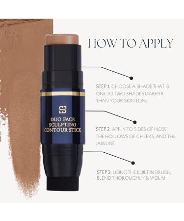 SIIA Cosmetics Duo Face Sculpting Contour Bronzer Stick - Dual-Use Applicator - Natural Finish - .32 oz - Suede - Buy Online on GoSupps.com