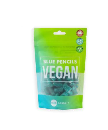 Vegan Sweets Fizzy Blue Raspberry Pencils Pouch 150g