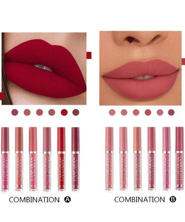6 Colors Matte Liquid Lipstick Set | Waterproof Long Lasting Lip Gloss | Non-Stick Cup Makeup for All Skin Tones - Buy Online on GoSupps.com