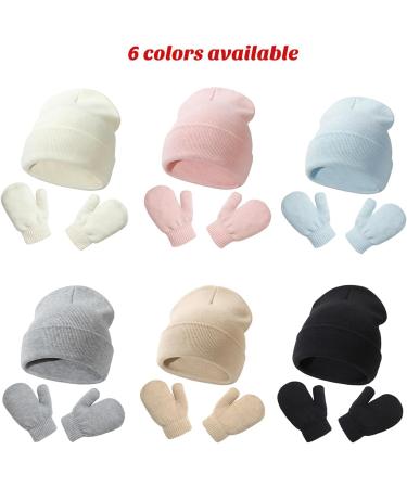 XYIYI Newborn Baby Winter Beanie Hat Mitten Set - Grey2 | Infant Toddler Knitted Hat Glove Set for Boys Girls 3-18 Months - Buy Online on GoSupps.com