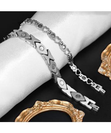 Vicmag Titanstahl Magnet Hardship Bands for Women - Ultra-Strong Magnets Glittering Design Gift Box & Tool - 2 Crystal Silver Pieces - Buy Online on GoSupps.com