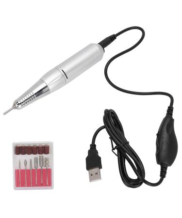 20 000 RPM Rechargeable Nail Drilling Pin - USB Portable Electric Nail File with 6 Grinding Heads & Sand Rings (Silver) - Perfect for DIY Nail Art - Buy Online on GoSupps.com