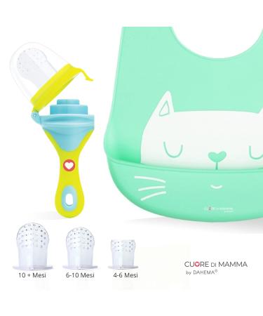 Dahema Newborn Pacifier & Bib Set - Waterproof Silicone Teething Bite Ring Ideal Weaning & Gum Massage - Light Blue - Buy Online on GoSupps.com
