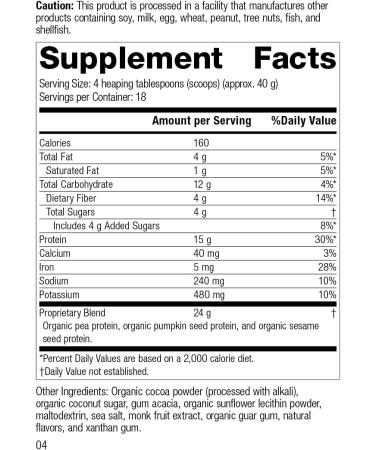 Standard Process Veg-E Complete Pro Chocolate - Whole Food Protein Powder for Nail, Hair, and Skin Health - 26 oz - Buy Online on GoSupps.com