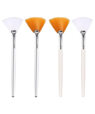 SAVITA 4Pcs Face Mask Brushes Fan Brushes Soft Facial Brushes Tools Makeup Brushes for Peel Sleeping Mask Mud Mask Makeup 15cm/6 inches orange and white