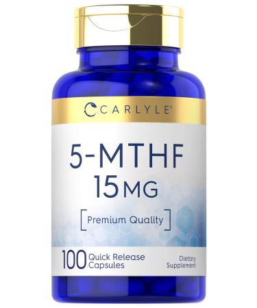 Carlyle 5-MTHF Supplement 15mg | 100 Capsules | L-Methylfolate | Non-GMO Gluten Free | Premium Quality