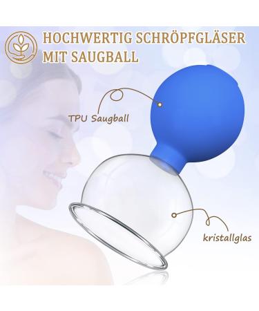 High-Quality Glass Cupping Set - 5 Piece Blue Cupping Glasses with TPU Suction for Relaxation & Wellness - Effective Fascia Scraping - Buy Online on GoSupps.com