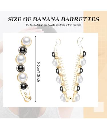 3 Pcs Pearl Banana Hair Barrettes Artificial Pearl Rhinestone Banana Clips Acrylic Banana Hair Clips Elegant Ponytail Hair Barrettes Hair Accessories for Women Girls Thick Fine Hair - Buy Online on GoSupps.com
