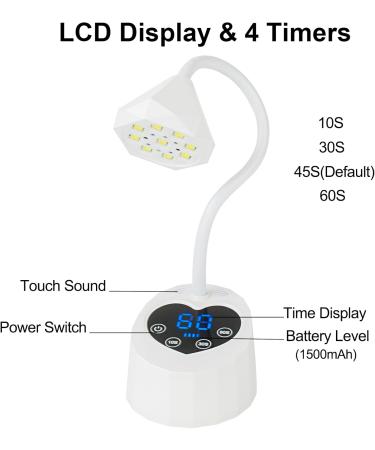 sumozo UV LED Nail Lamp Smart Sensor with 3 Timers Rechargeable Mini Cordless Flash Cure Nail Lamp Professional Gooseneck UV Light for Gel Nail Polish UV Lamp for Fast Acrylic Nail Extension - Buy Online on GoSupps.com