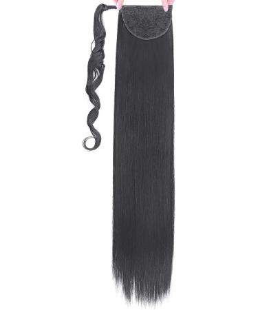 Long Straight Curly Clip-In Ponytail Extension | 32 Inch Dark Black | Women's Hairpiece - Buy Online on GoSupps.com