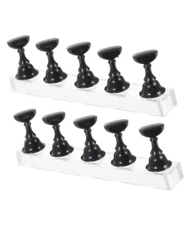 Housoutil Magnetic Nails 2 Sets Nail Checkerboard Japanese Acrylic Head Nail Art Holder Base 2.5x1.4x1.4cm Black