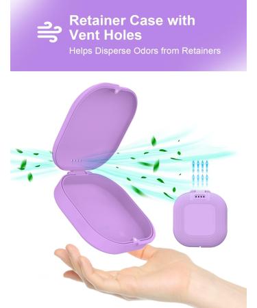 HEMILAB Purple Dream Retainer Case - Slim Aligner Case with Vent Holes for Invisalign - Includes Removal Tool and Brush - Cute Mouth Guard Case - Buy Online on GoSupps.com