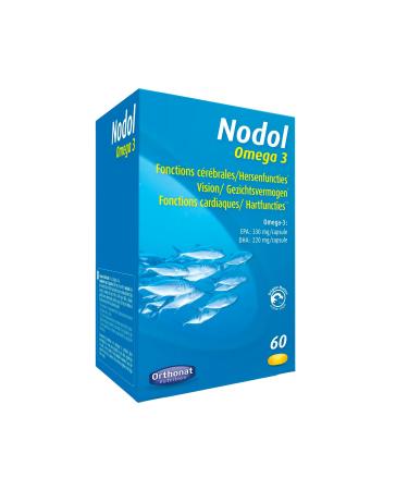 Orthonat - Nodol Omega 3 - Brain Function, Vision, Heart Function Dietary Supplement - 1000 mg Fish Oil per Capsule, including 330 mg EPA and 220 mg DHA - 60 Capsules