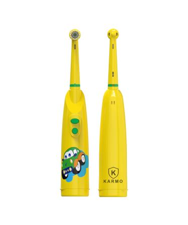 Karmo Kids Electric Toothbrush Battery Powered Electric Toothbrush for Kids Age 3-12. Children's Power toothbrushes (Yellow) Yellow 1 count (Pack of 1)