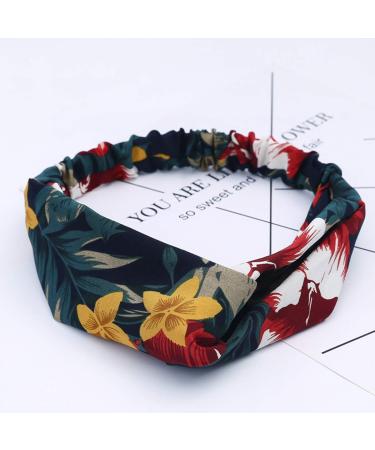 RIY 20 Pack Boho Flower Print Women Headbands - Twist Knot Criss Cross Head Wrap Hair Bands - Buy Online on GoSupps.com