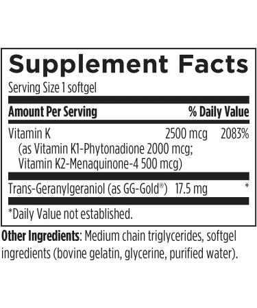 Designs for Health TRI-K - Three Forms of Vitamin K + GG High Potency Supplement - 2000mcg Vitamin K1 500mcg K2 MK-4 - Non-GMO + Gluten Free (60 Softgels) Standard Packaging - Buy Online on GoSupps.com