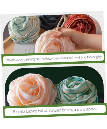 Healeved 4pcs Rose Bath Ball | Men's Shower Gel Mesh Pouf & Body Scrub | Soft & Reusable Loofah for Bathing - Buy Online on GoSupps.com